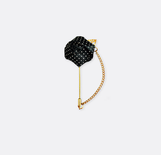 Mini Black Polka Drops Floral Lapel Pin