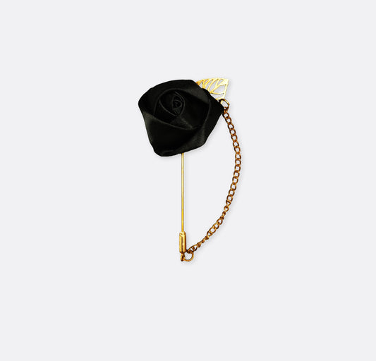 Black Floral Lapel Pin