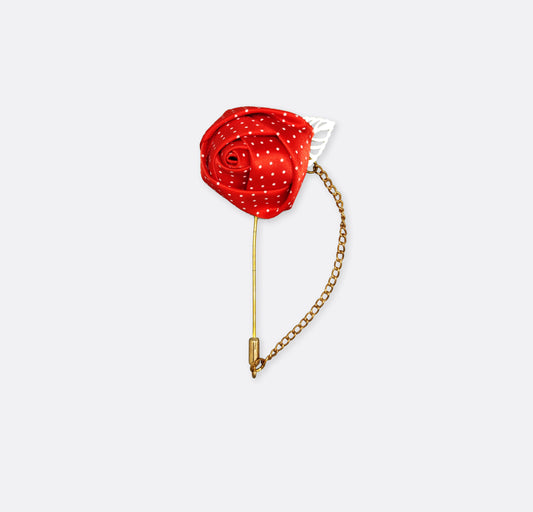 Mini Red Polka Drops Floral Lapel Pin