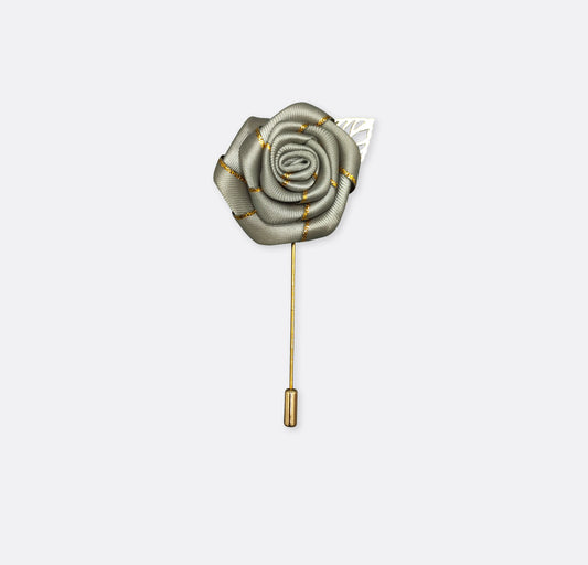 Grey Texture Floral Lapel Pin