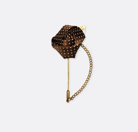 Chocolate Brown Mini Polka Drops Floral Lapel Pin