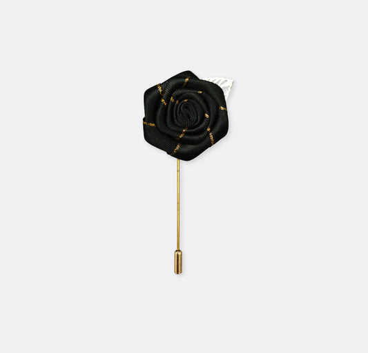 Black Texture Floral Lapel Pin