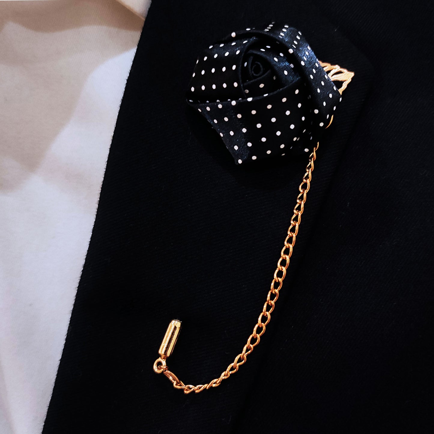 mini Black Polka Drops Floral Lapel Pins
