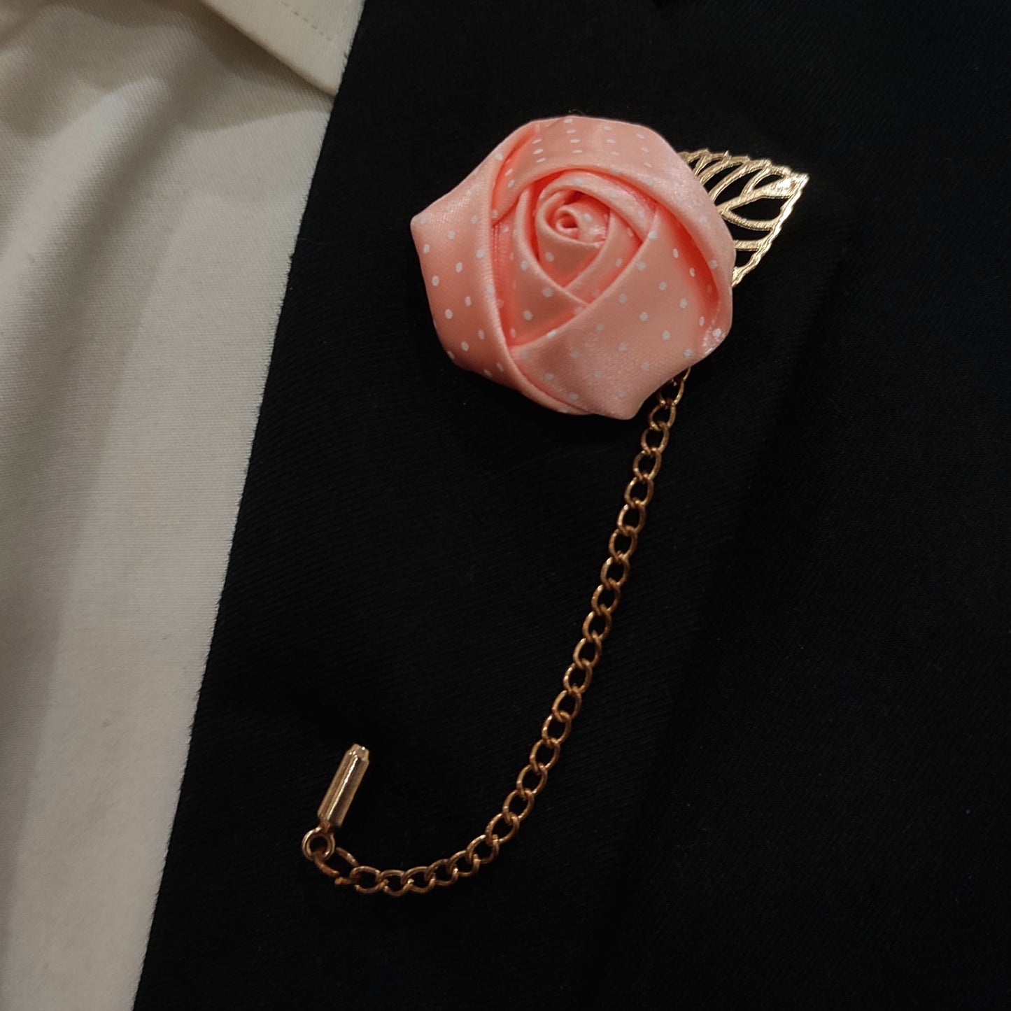 Pink with White Polka Drops Lapel Pin