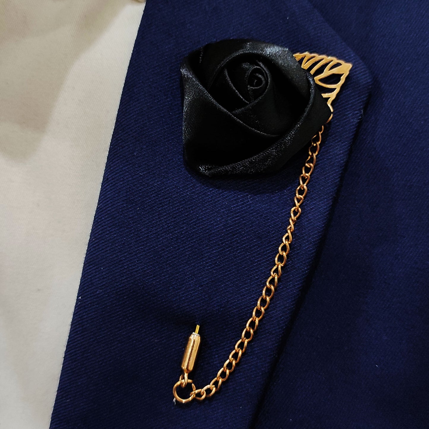 Black Floral Lapel Pin