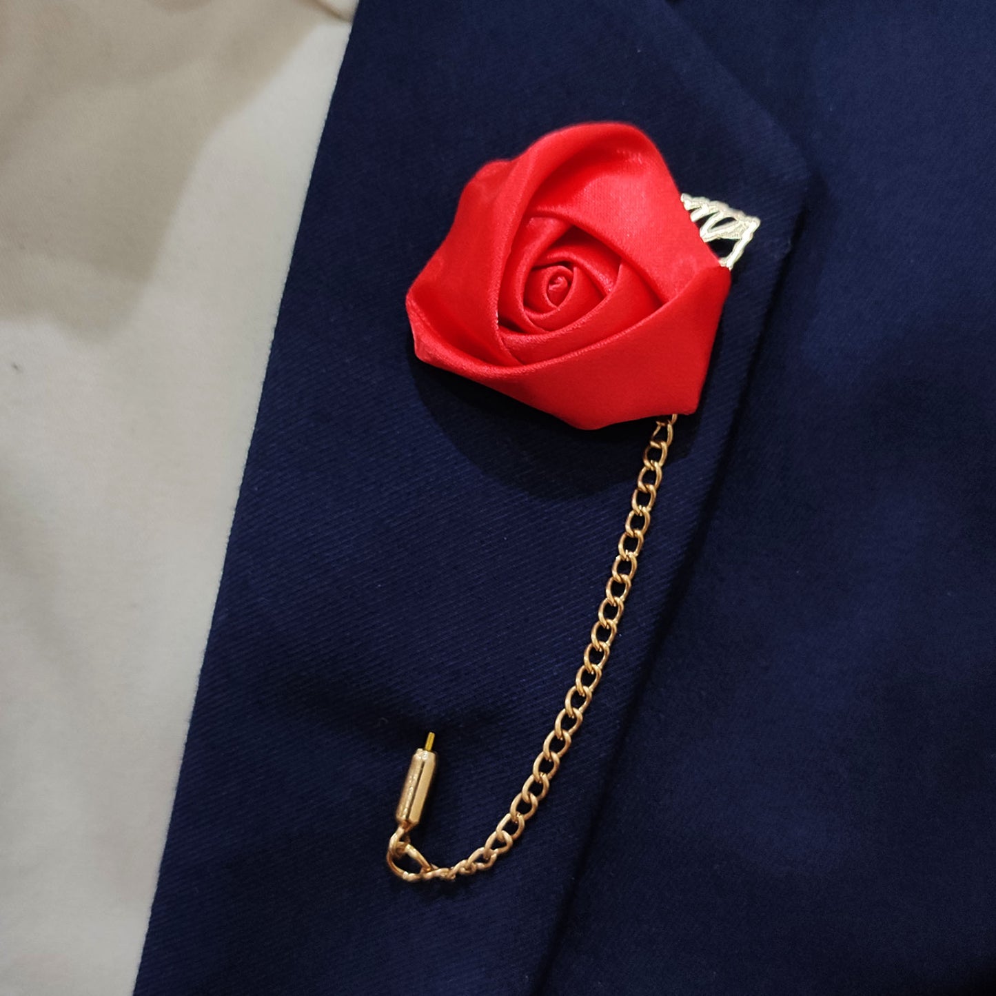Red Floral Lapel Pin