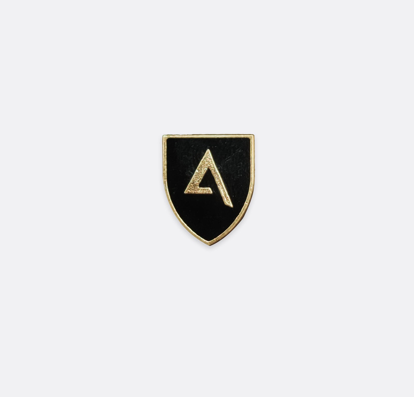 Classic Knight Shield – Black and Gold Lapel Pin