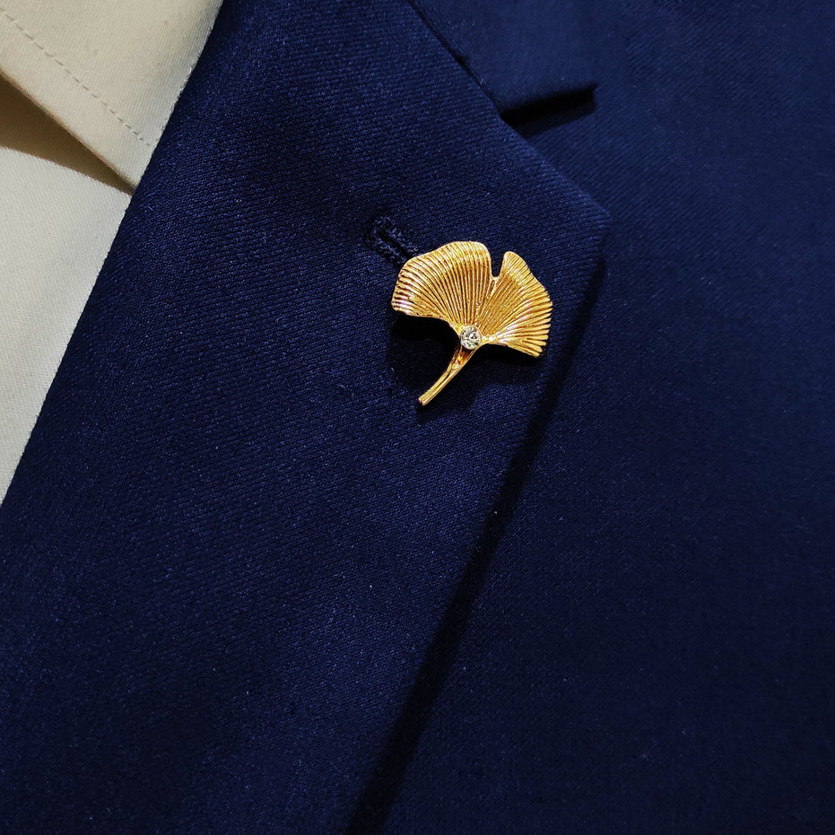 Ginkgo Flower Golden Lapel Pin by Monzoro – view 2