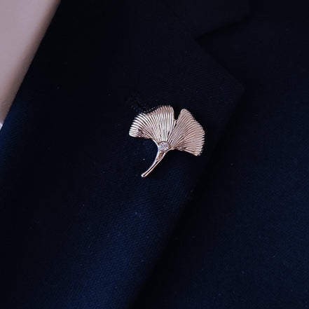 Ginkgo Flower Silver Lapel Pin by Monzoro – view 2
