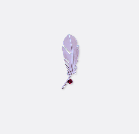 Bird Feather – Metallic Silver Lapel Pin by Monzoro