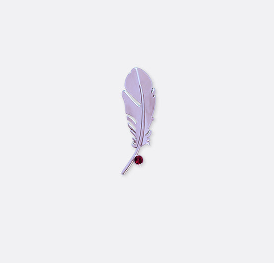 Bird Feather – Metallic Silver Lapel Pin by Monzoro