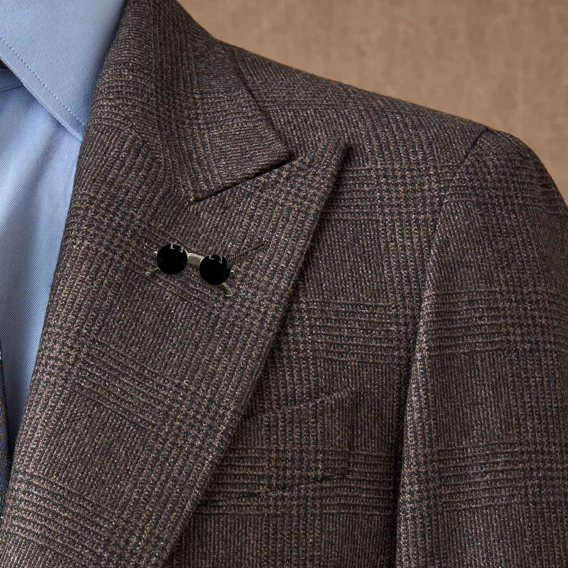 Retro Specs Black and Silver Lapel Pin by Monzoro – view 2
