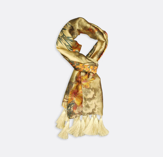 Multi Color Golden - Silk Scarf