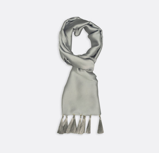 Metallic Grey - Silk Scarf by Monzoro