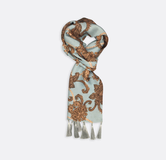 Grey Box Pleated - Silk Scarf