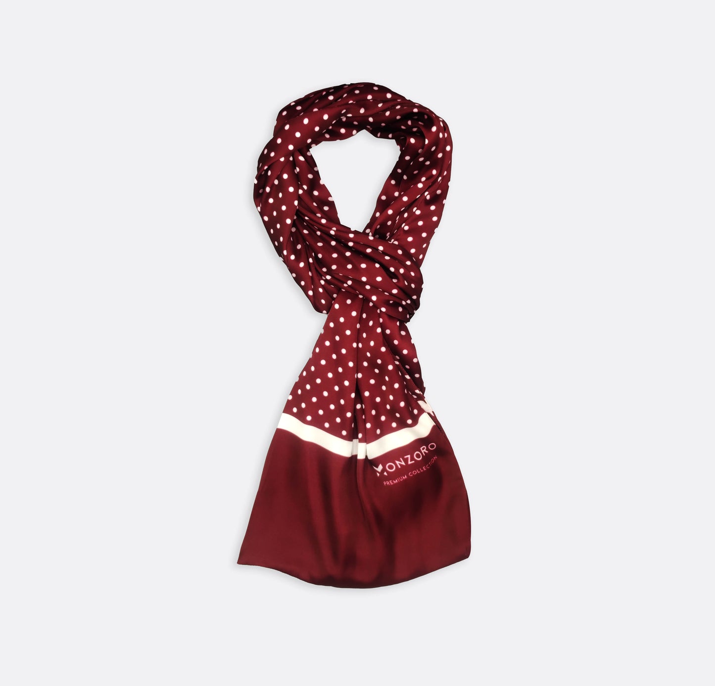 Dark Maroon with White Polka drops - Silk Scarf