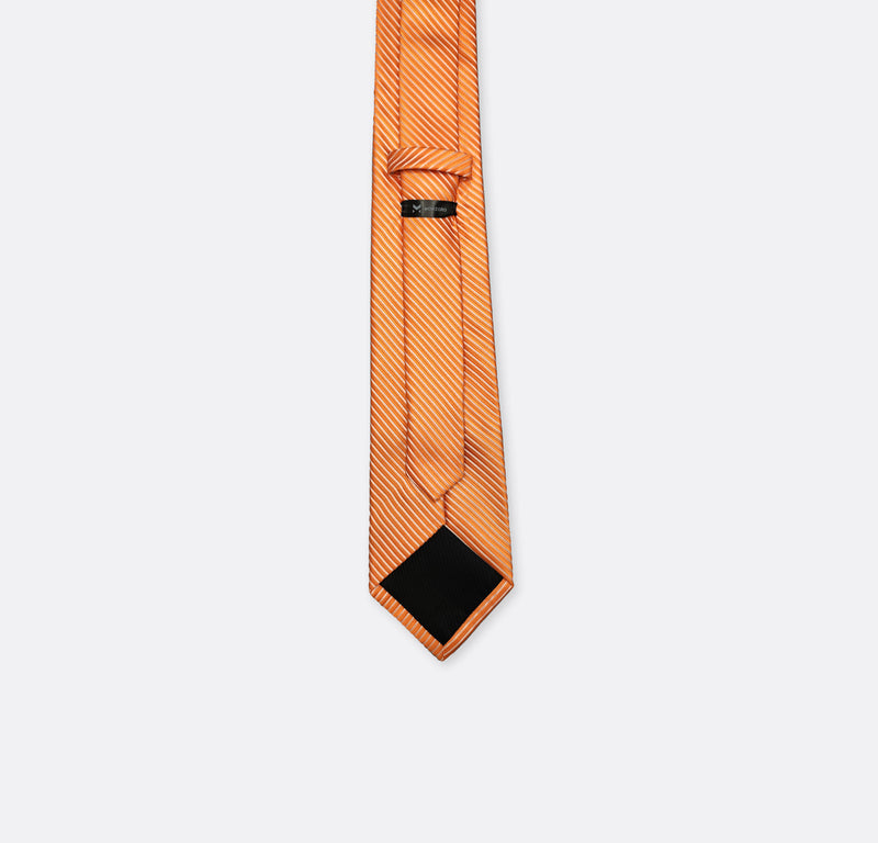 Orange Diagonal striped tie