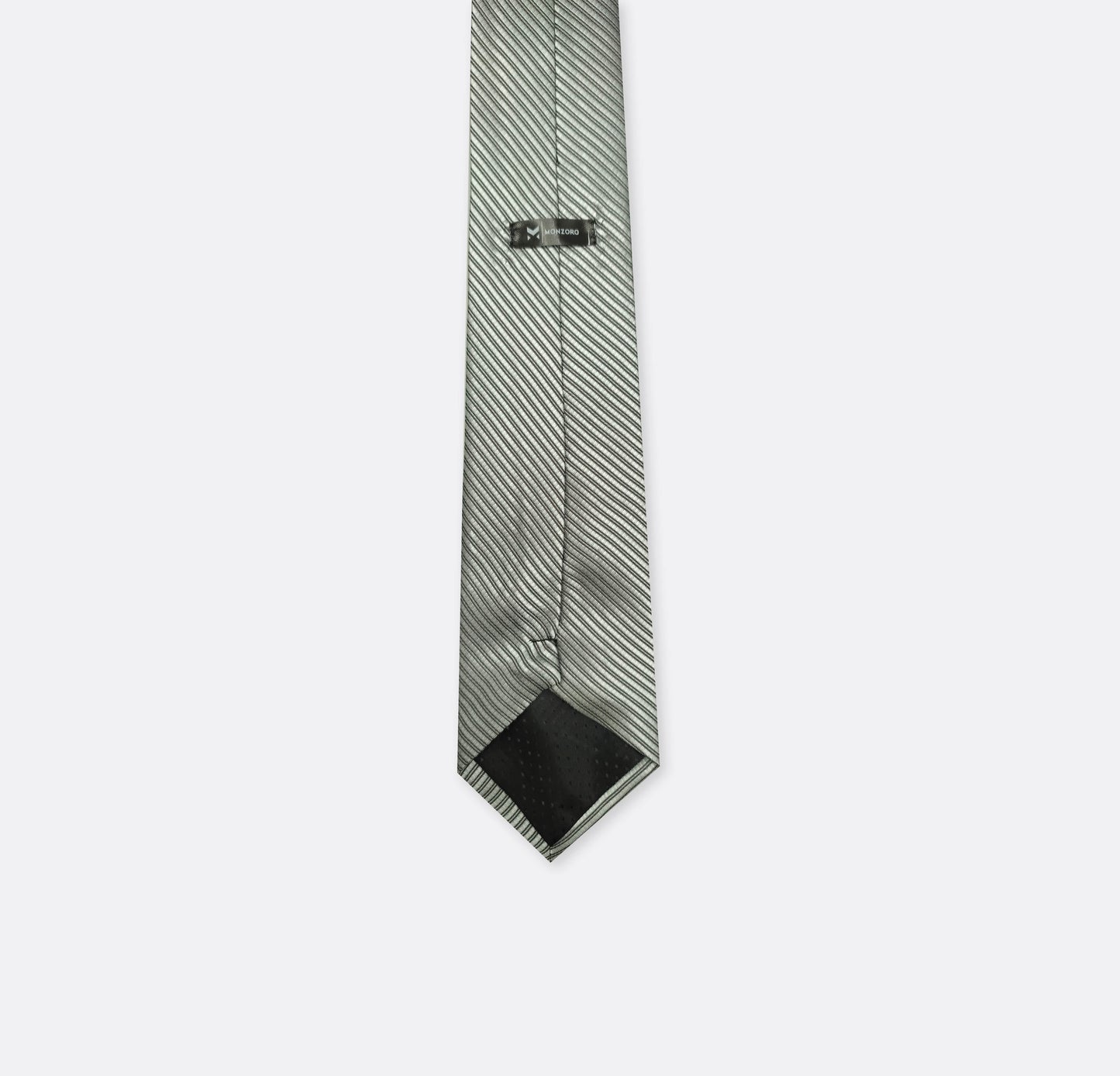 Metallic Grey Diagonal Striped Neck Tie