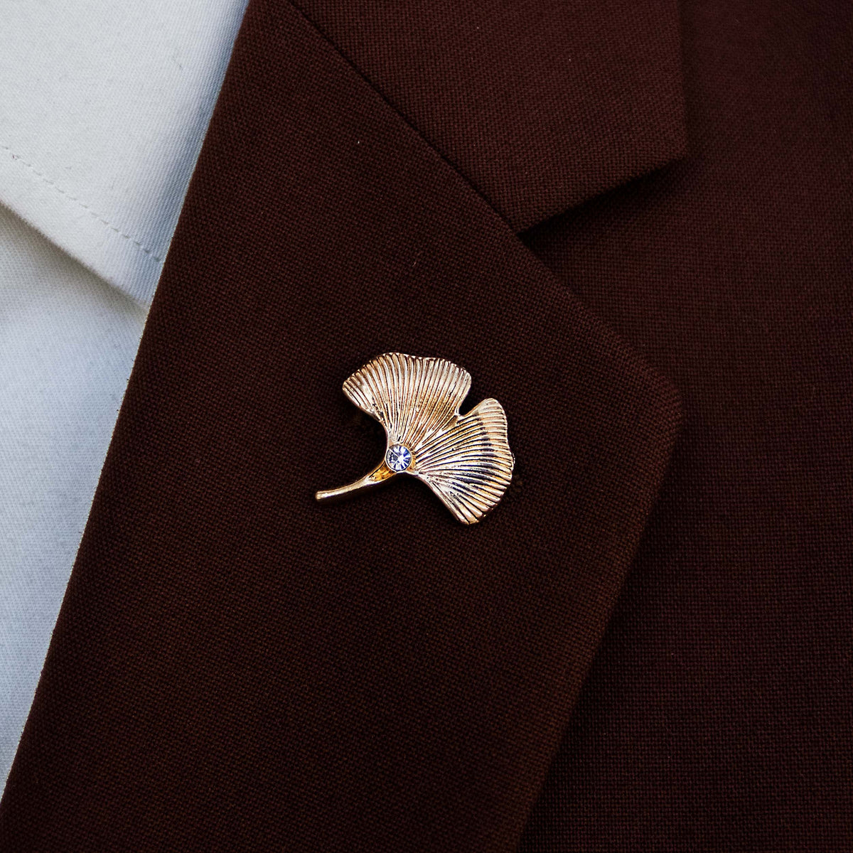 Ginkgo Flower Golden Lapel Pin by Monzoro – view 4