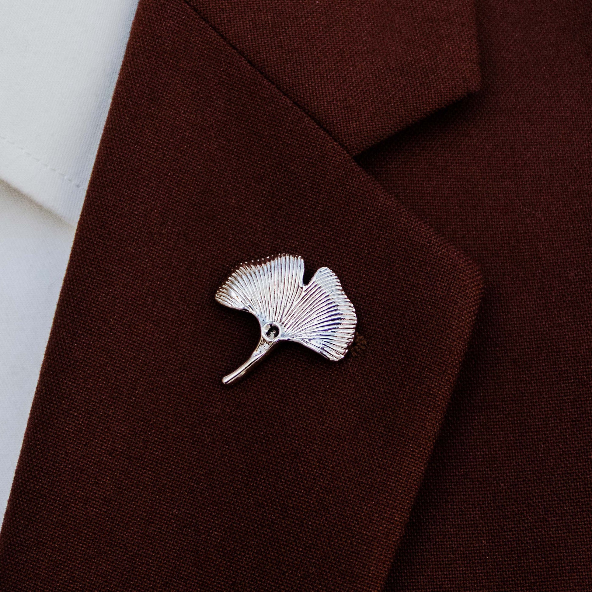 Ginkgo Flower Silver Lapel Pin by Monzoro – view 4