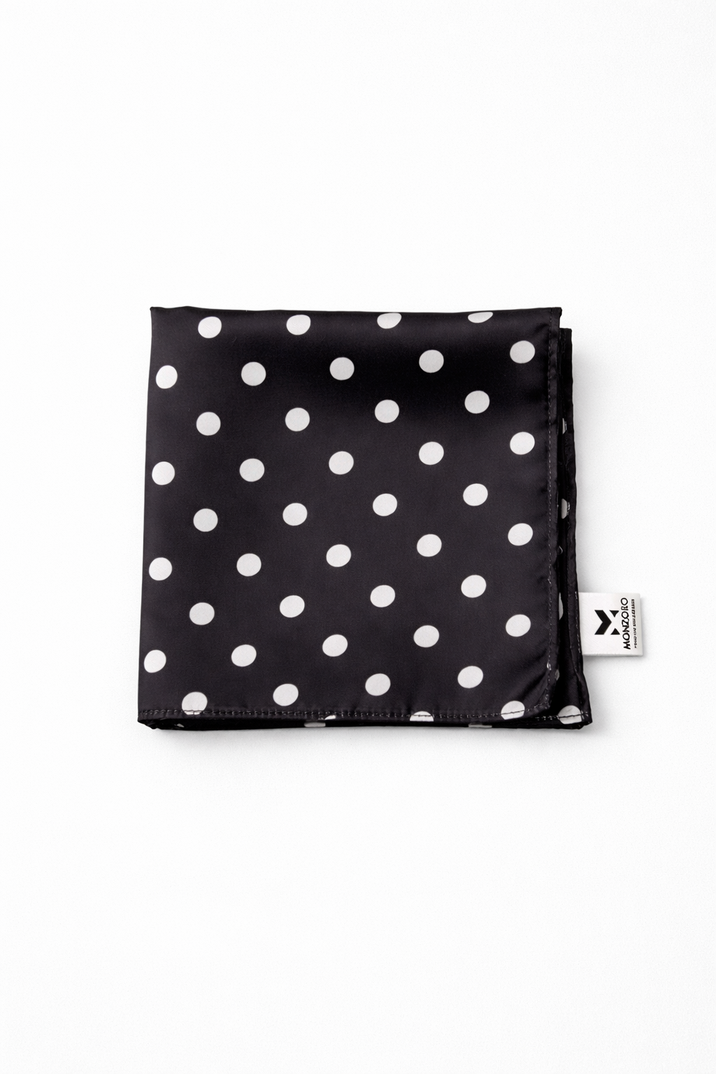 Black and White Polka Dots Silk Pocket Square by Monzoro – view 2