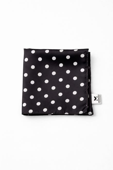 Black and White Polka Dots Silk Pocket Square by Monzoro – view 2