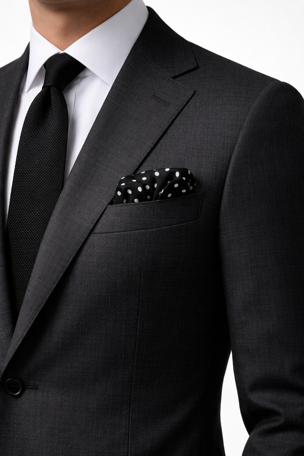 Black and White Polka Dots Silk Pocket Square by Monzoro – view 3