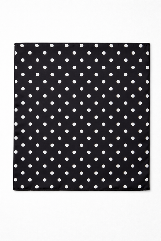Black and White Polka Dots Silk Pocket Square by Monzoro