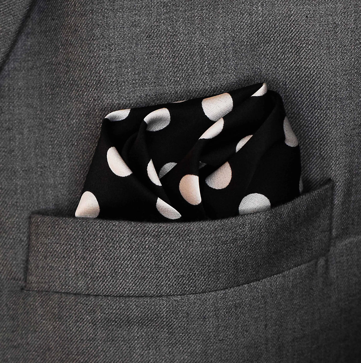 Black Base Polka - Silk Pocket Square by Monzoro – view 20