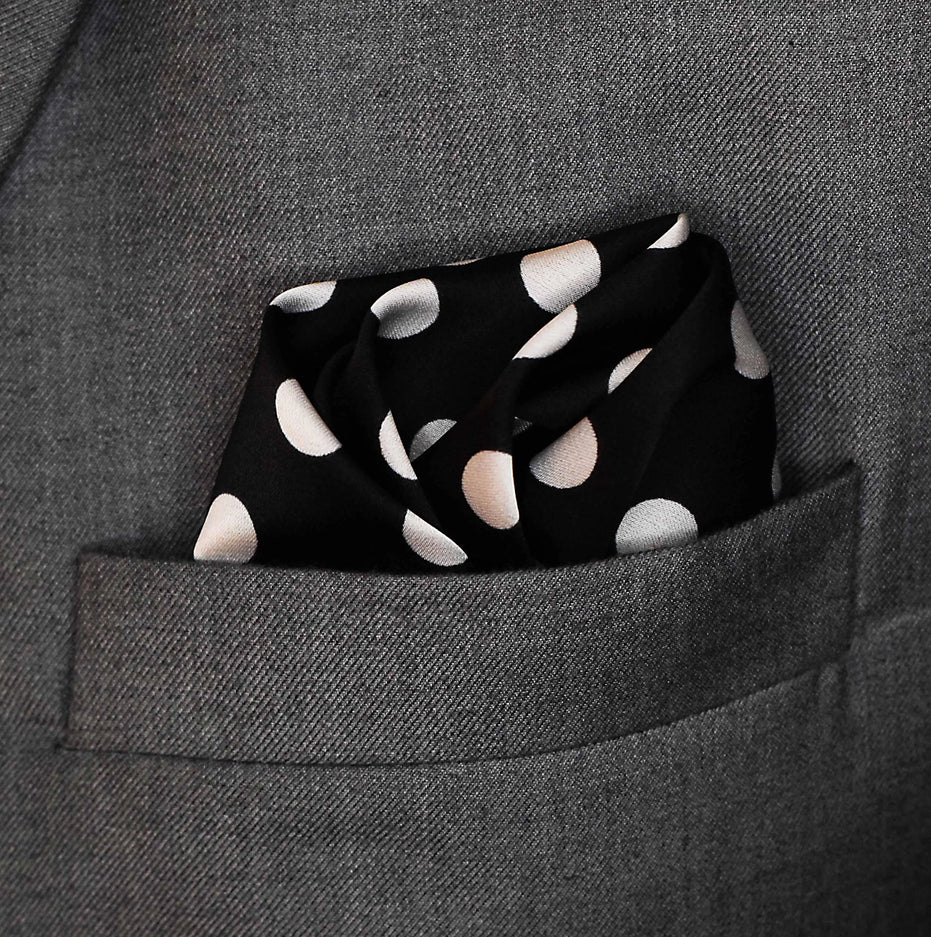 Black Base Polka - Silk Pocket Square by Monzoro – view 20
