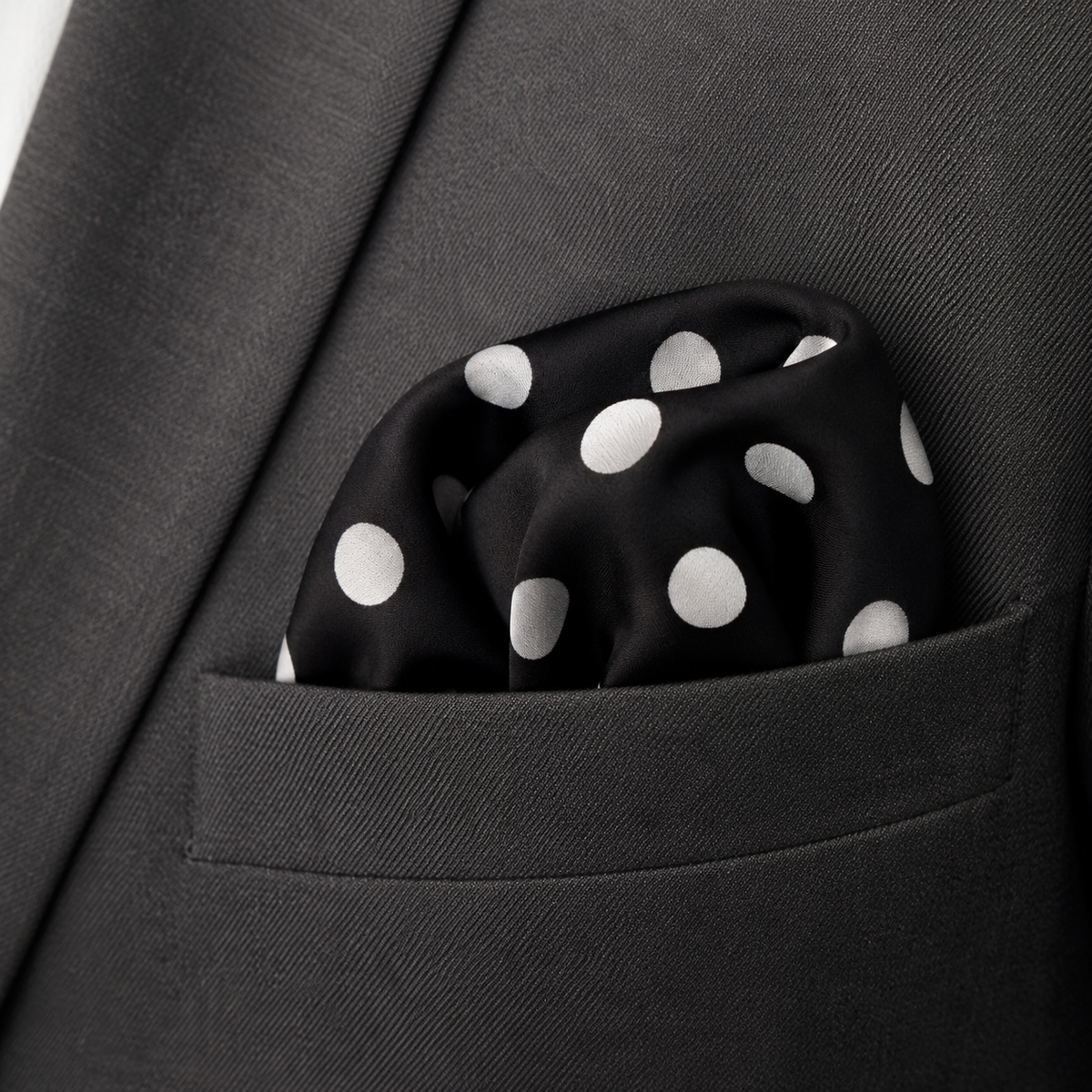 Black Base Polka - Silk Pocket Square by Monzoro – view 21