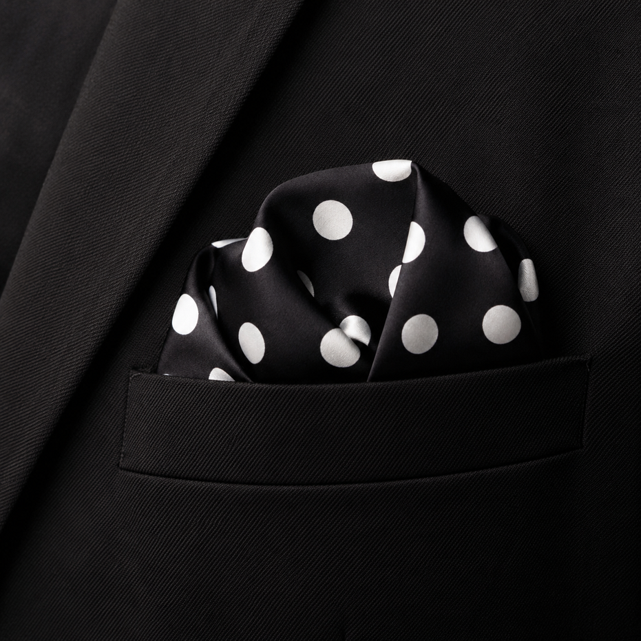 Black Base Polka - Silk Pocket Square by Monzoro – view 22