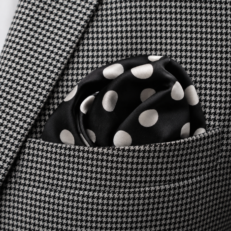 Black Base Polka - Silk Pocket Square by Monzoro – view 24