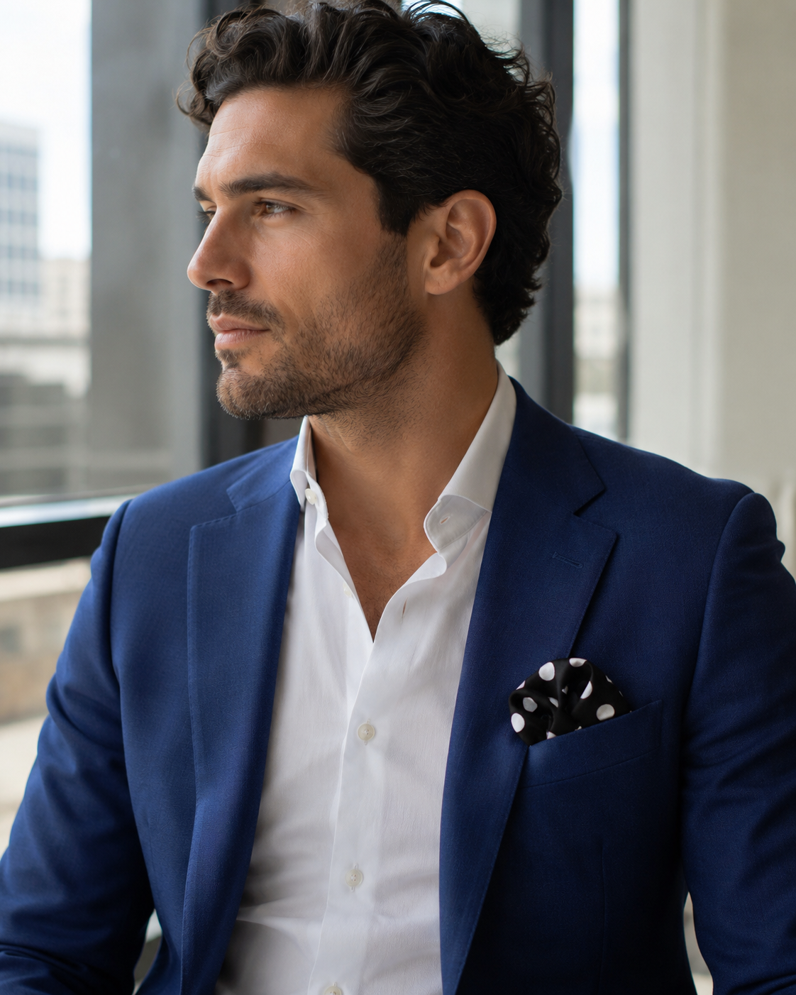 Black Base Polka - Silk Pocket Square by Monzoro – view 31