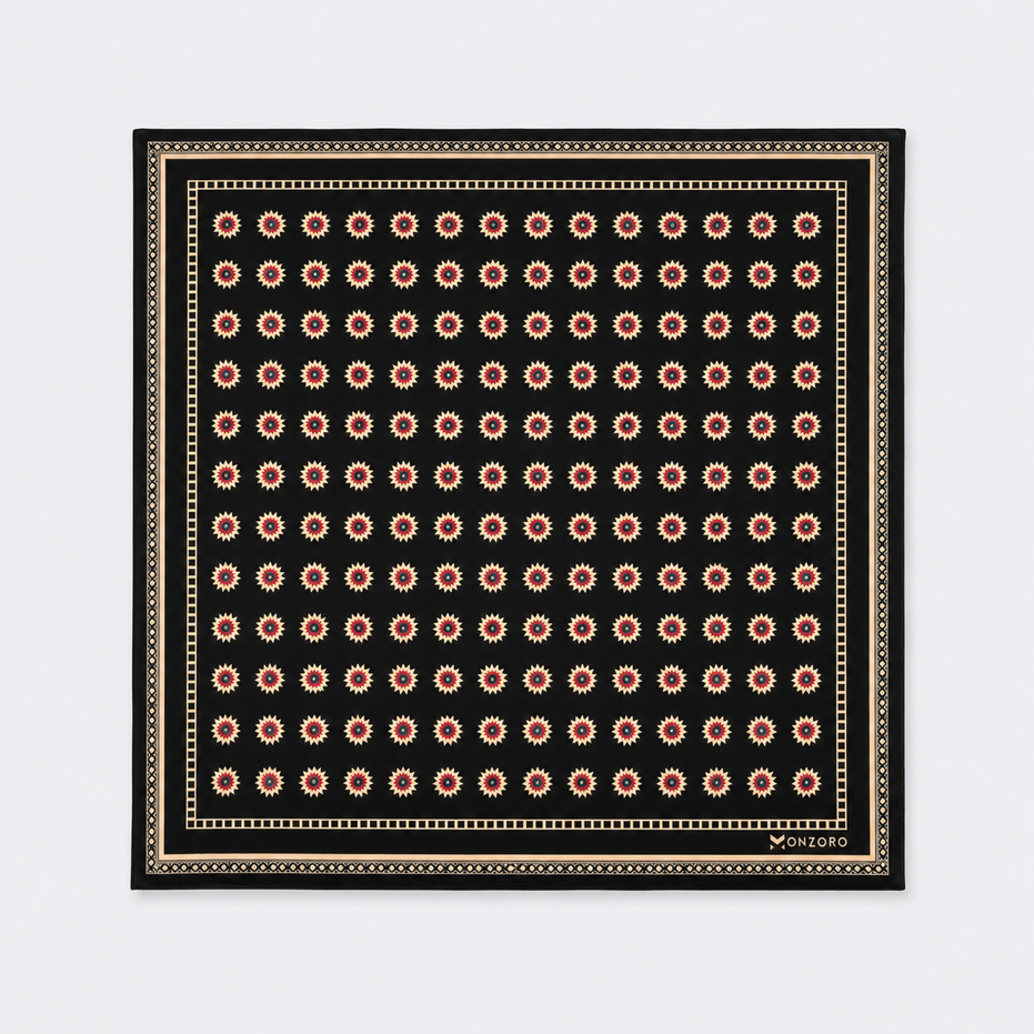 Black & Gold Reversible Silk Pocket Square by Monzoro – view 11