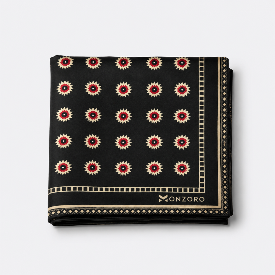 Black & Gold Reversible Silk Pocket Square by Monzoro – view 12