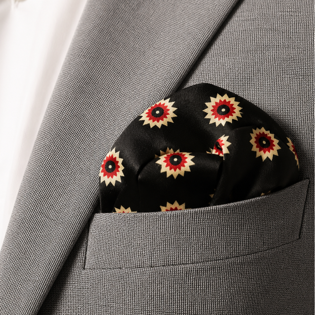 Black & Gold Reversible Silk Pocket Square by Monzoro – view 20