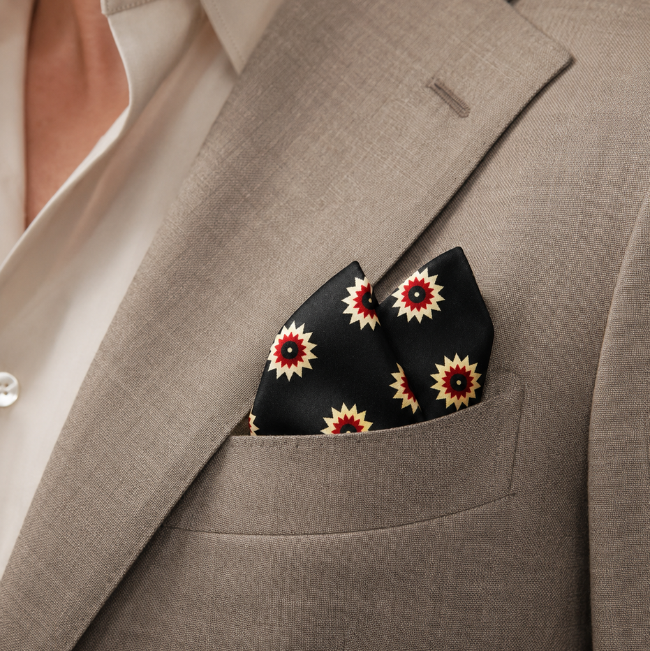 Black & Gold Reversible Silk Pocket Square by Monzoro – view 22