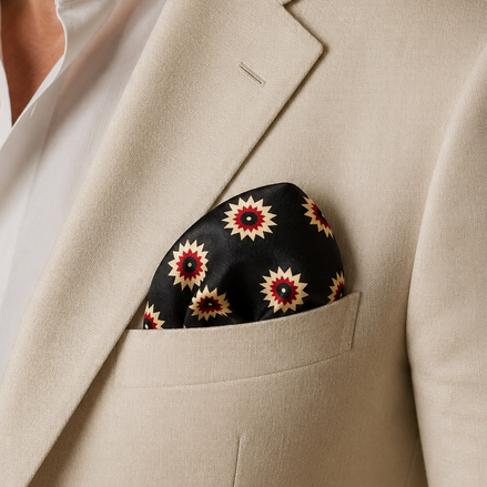 Black & Gold Reversible Silk Pocket Square by Monzoro – view 26