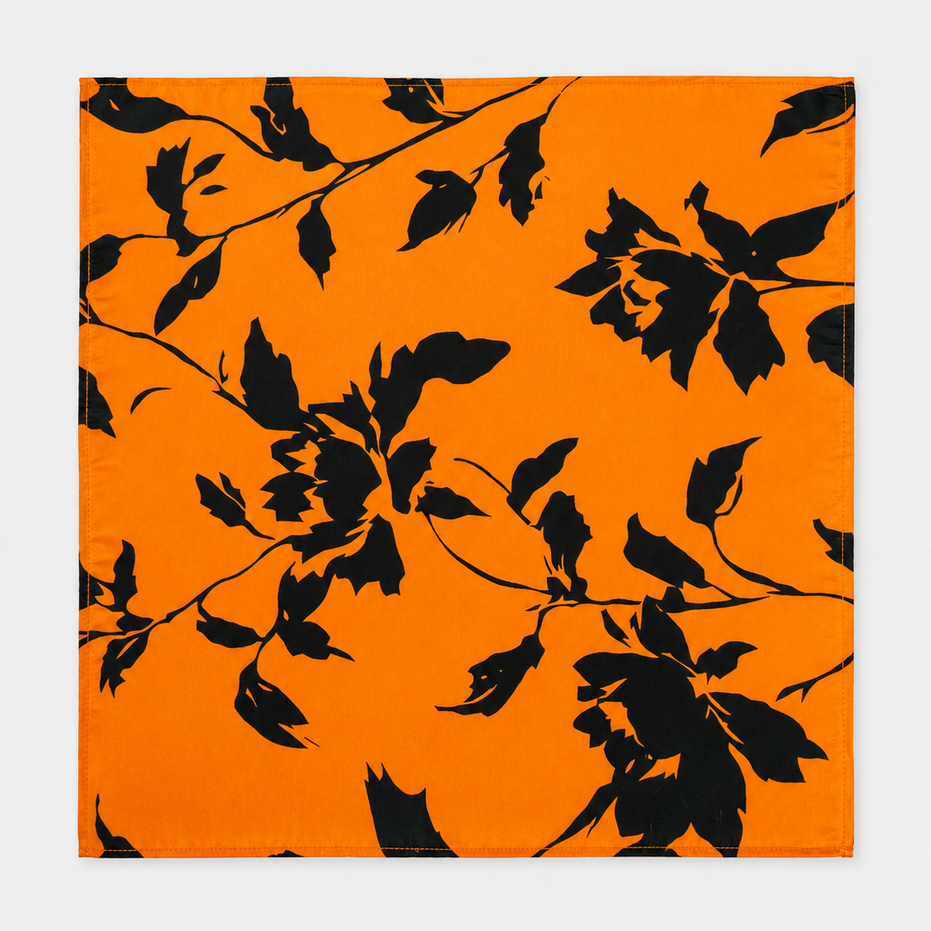 Bold Orange Floral Silk Pocket Square by Monzoro – view 11