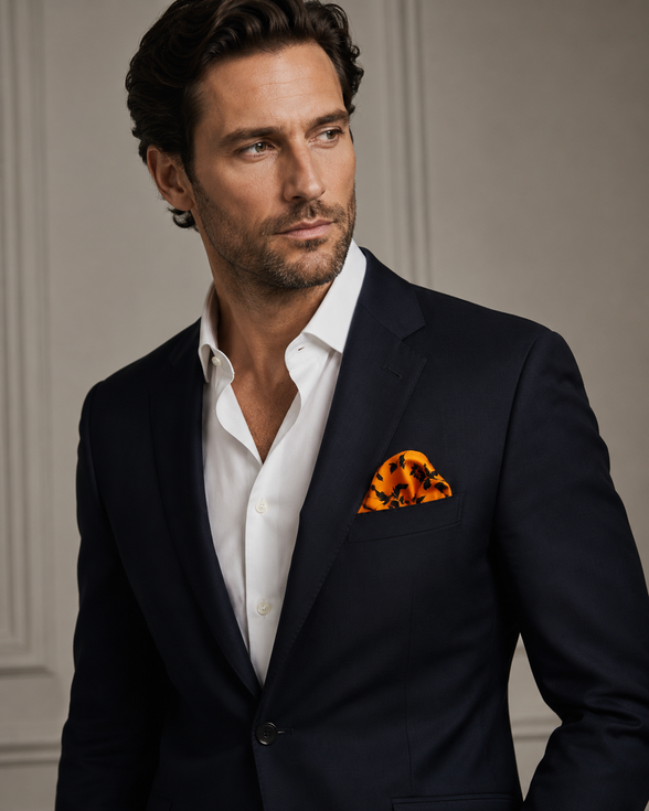 Bold Orange Floral Silk Pocket Square by Monzoro – view 13