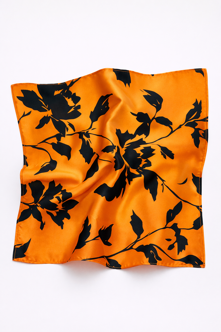 Bold Orange Floral Silk Pocket Square by Monzoro – view 2