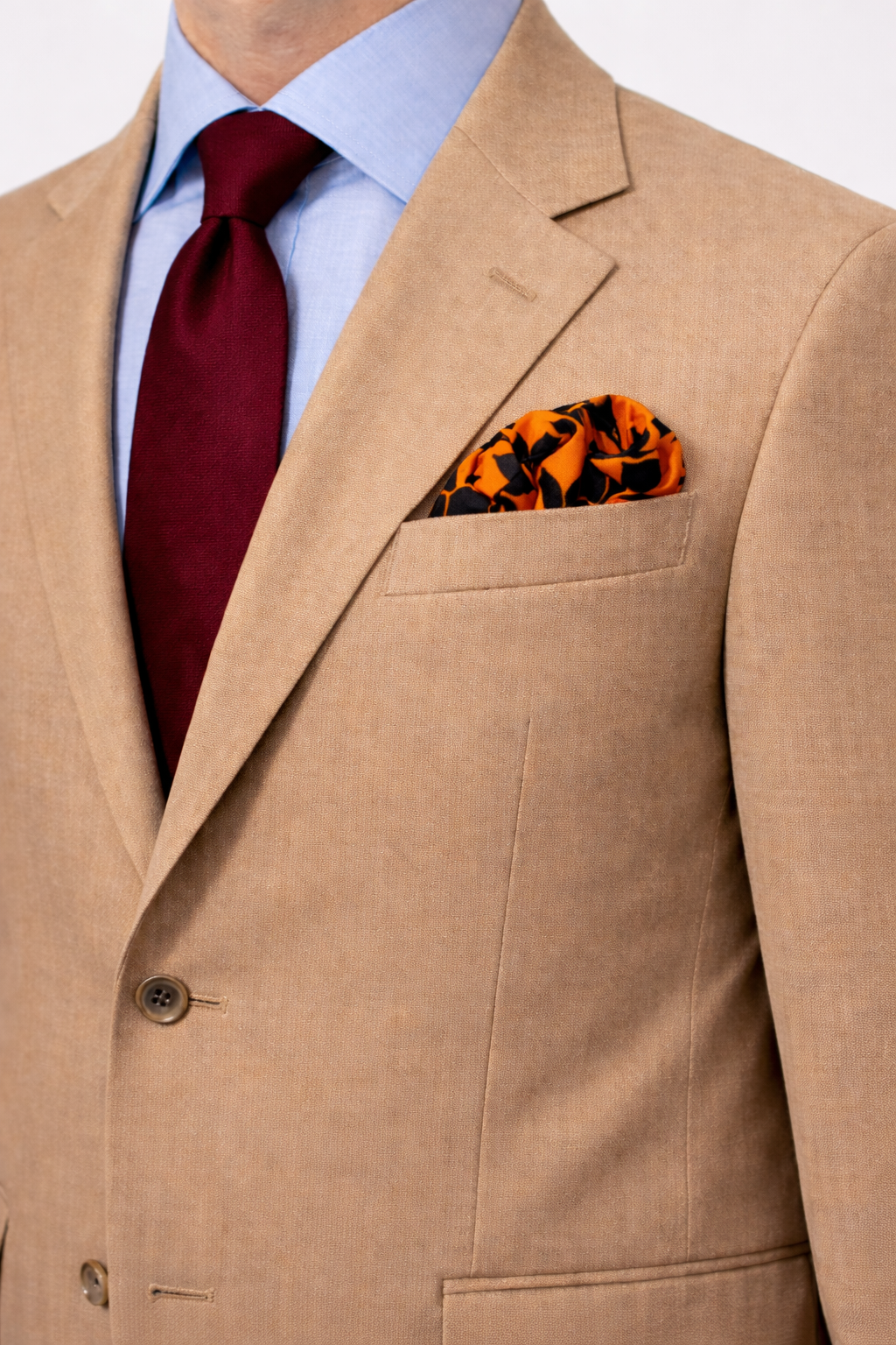 Bold Orange Floral Silk Pocket Square by Monzoro – view 3