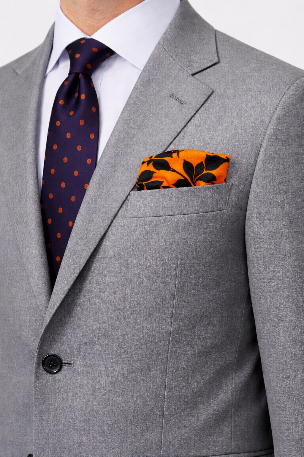 Bold Orange Floral Silk Pocket Square by Monzoro – view 4
