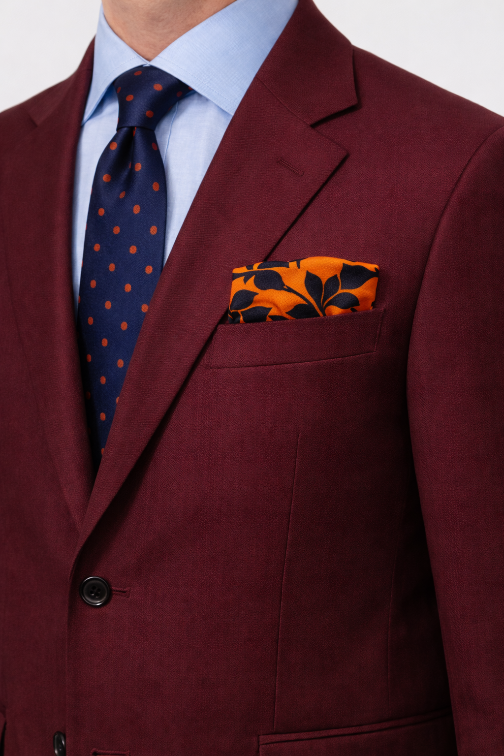 Bold Orange Floral Silk Pocket Square by Monzoro – view 5