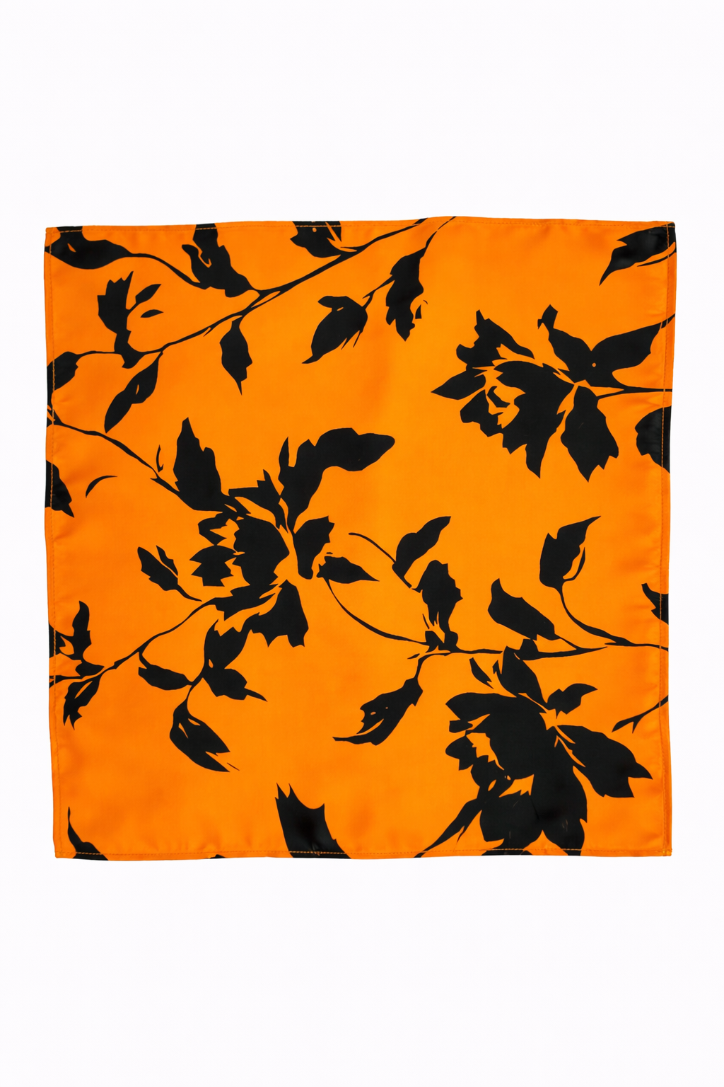 Bold Orange Floral Silk Pocket Square by Monzoro