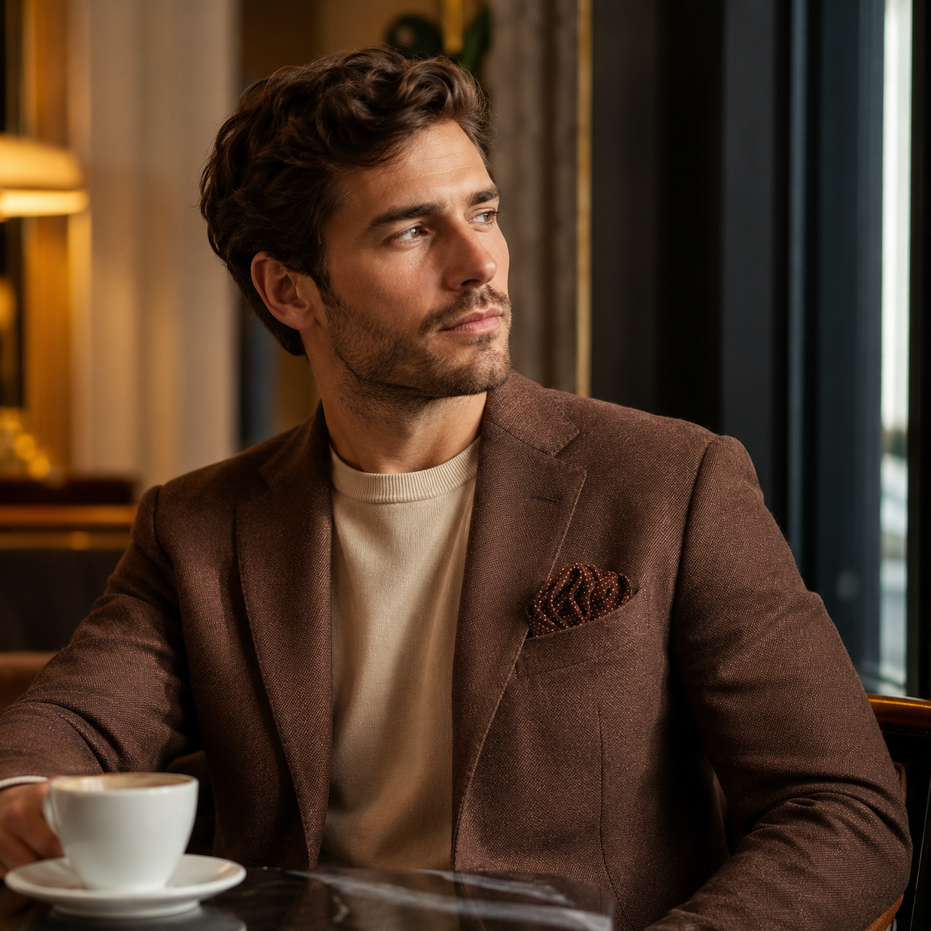 Brown Dot Polka - Silk Pocket Square by Monzoro – view 21