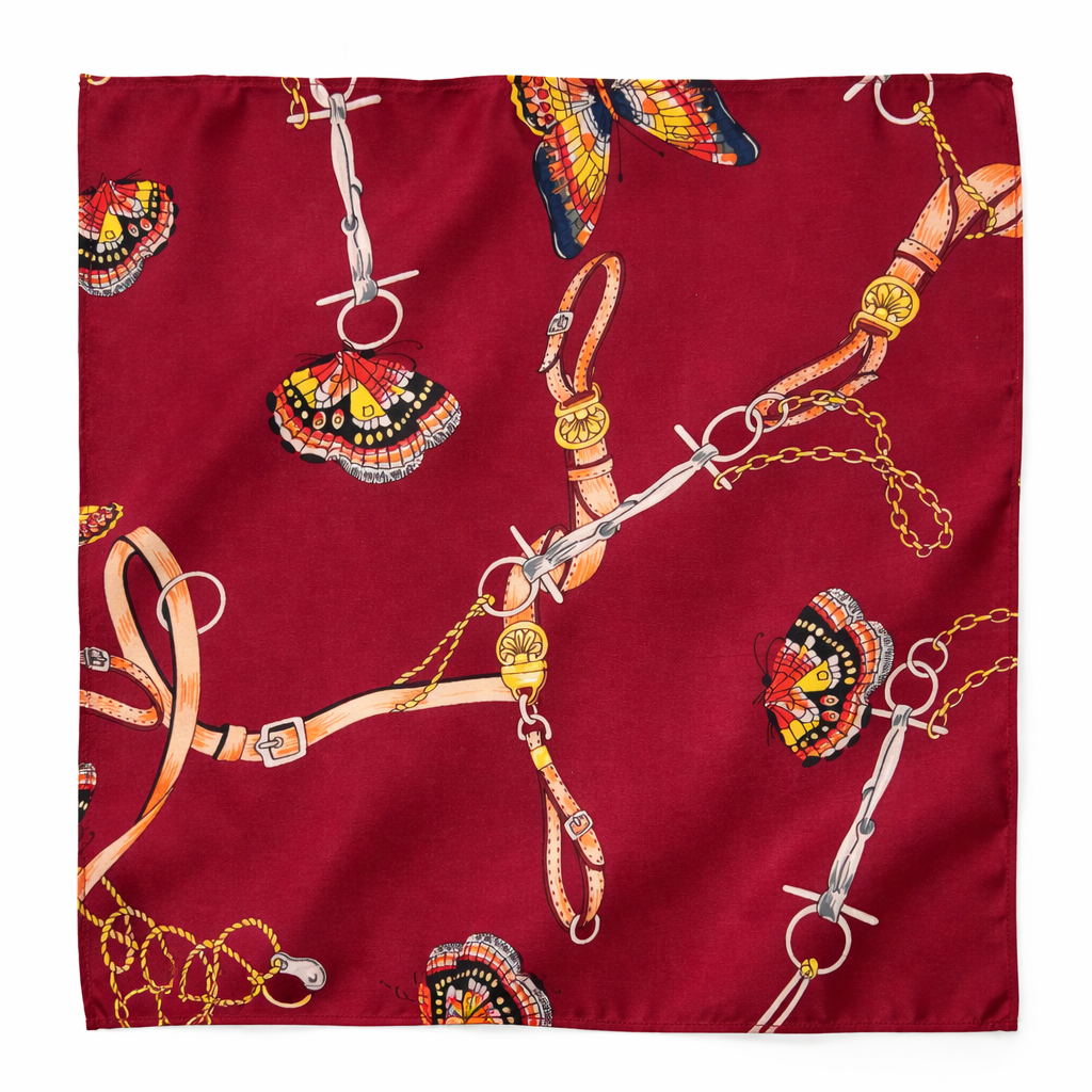 Burgundy Butterfly Charms Silk Pocket Square by Monzoro – view 10
