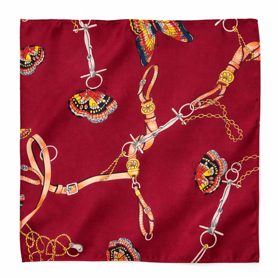 Burgundy Butterfly Charms Silk Pocket Square by Monzoro – view 10
