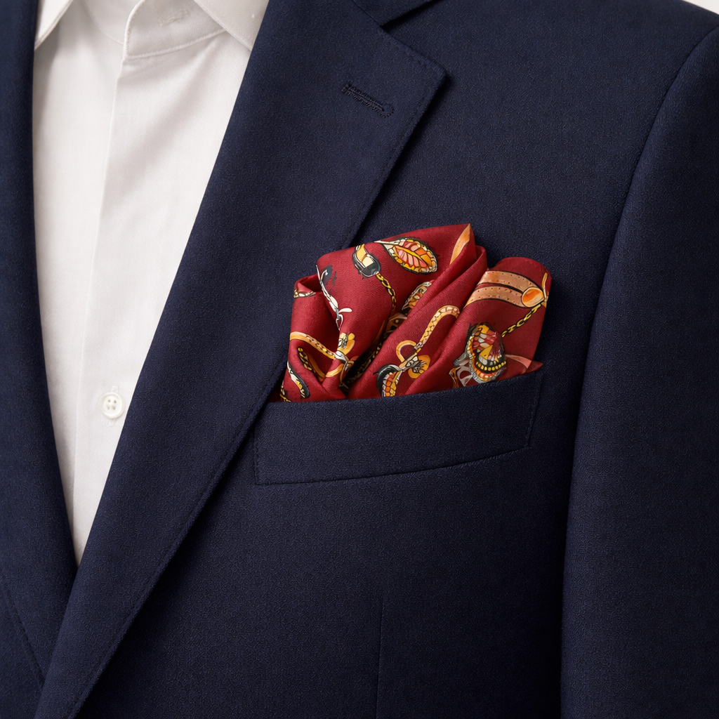 Burgundy Butterfly Charms Silk Pocket Square by Monzoro – view 5